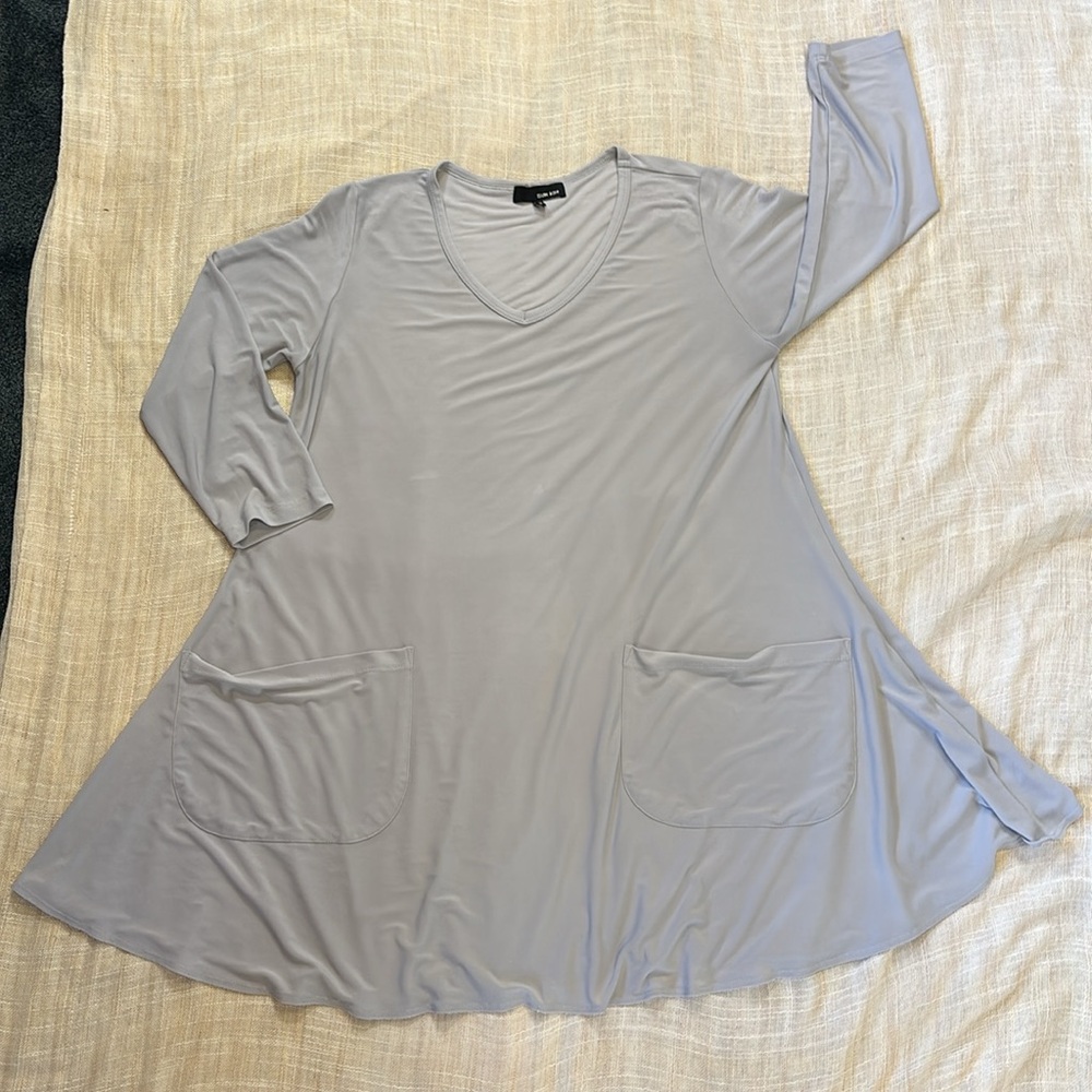Sun Kim Tunic Top/Dress Front Pockets, Gray Small, Wrinkle Resistant 3/4… - Picture 6 of 11